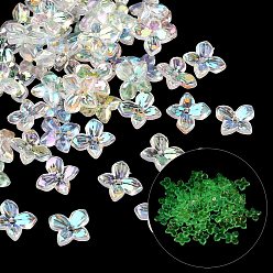 Klar ab Acryl-Perlenkappen, Schmetterling, UV-Beschichtung, Leuchten im Dunkeln, klar ab, 7x8x2.5 mm, Bohrung: 1 mm