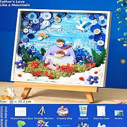 Mixed Color DIY Mosaic Tray Craft Making Kit, with Tray, Wood Easel, Plastic Spatula, Dried Flower and Resin Cabochons, Cream Glue , Mixed Color, 200x200x19mm