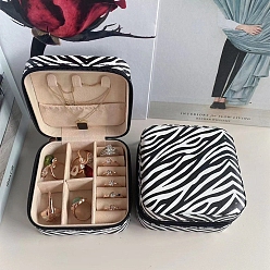 Другие Портативная печатная квадратная коробка для упаковки ювелирных изделий из искусственной кожи для хранения ожерелий и сережек, зебра принт, 10x10x5 см
