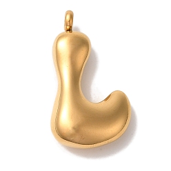 Letter L Ионное покрытие (ip) 304 подвески из нержавеющей стали, шарм-буква, золотые, Письмо L, 25.5x14x6 мм, отверстие : 2 мм