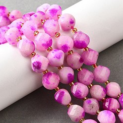 Фуксин Нити бусин из натурального кварца окрашенные, граненые, с бисером, твист, фуксиново-красные, 10x9~10x9~10 мм, отверстие : 1 мм, около 33~34 шт / нитка, 15.04''~15.35'' (38.2~39 см)