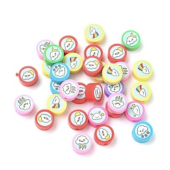 Cloud Печатные бусины из полимерной глины ручной работы, плоско-круглые, облако, 9~10x4.5~5 мм, отверстие : 1.6 мм