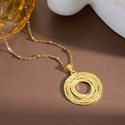 Ring 304 подвесные из нержавеющей стали ожерелья, реальный 18 k позолоченный, кольцо, 15.75 дюйм (40 см), Кулон : 33 мм