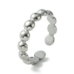Stainless Steel Color Non-Tarnish 304 Stainless Steel Open Cuff Ring, Flat Round, Stainless Steel Color, US Size 9 1/4(19.1mm)