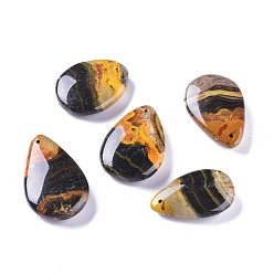 Bumblebee Jasper Natural Bumblebee Jasper Pendants, Teardrop, 33~41x21~26.5x8~9.5mm, Hole: 1.5mm