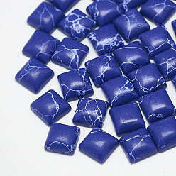 Синий Синтетических бирюзовый кабошон, квадратный, окрашенные, синие, 6x6x3 мм