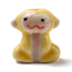 Обезьяна Фарфоровые бусины ручной работы, животные, обезьяна, 18x17x11 мм, отверстие : 3~3.5 мм