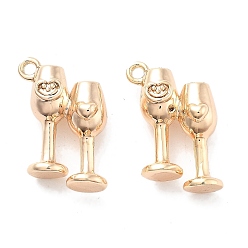 Настоящее золото 18K Латунные подвески, без кадмия, без никеля и без свинца, бокал, реальный 18 k позолоченный, 16.5x10x6 мм, отверстие : 1.2 мм