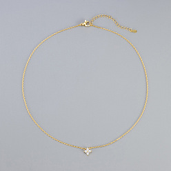 Золотой Подвеска из латуни с прозрачными циркониями 4 подвеска в виде листа и клевера для женщин, золотые, 15.75 дюйм (40 см)