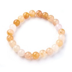 Topaz Jade Natural Topaz Jade Beads Stretch Bracelets, Round, 2 inch~2-1/8 inch(5.2~5.5cm), Beads: 8~9mm