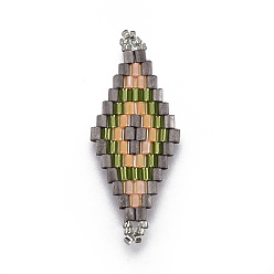 Разноцветный Японский бисер miyuki & toho ручной работы ссылки, Ткацкий станок, ромб, красочный, 31.4~33x12.7~13.4x1.6~1.7 мм, отверстие : 1~1.4 мм