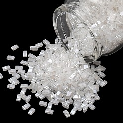 (HTL511) Crystal Ceylon Миюки половина бусины тила, японский бисер, 2 отверстие, (htl511) кристалл цейлон, 5x2.3x1.9 мм, отверстие : 0.8 мм, Около 250 шт / 10 г