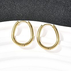 Oval Серьги из 201 нержавеющей стали, с 316 хирургическими штифтами из нержавеющей стали, ионное покрытие (ip), реальный 18 k позолоченный, овальные, 20.5x17.5x2.5 мм