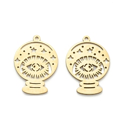 Золотой 201 подвески из нержавеющей стали, лазерная резка, магический шар с амулетом от сглаза, золотые, 20.5x14.5x1 мм, отверстие : 1.2 мм