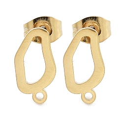 Золотой Ионное покрытие самородков (IP) 304 фурнитура для сережек-гвоздиков из нержавеющей стали, с петлей, золотые, 12x6.5 мм, отверстие : 1.2 мм, штифты : 0.8x11 мм