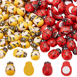 (52) Непрозрачная лаванда 240шт 2 стили натуральное дерево тополь кабошоны, божья коровка и пчелы, разноцветные, 12~13x8~9x4~5 мм, 120 шт / стиль