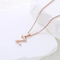 Letter Z Ожерелья с подвесками из нержавеющей стали с буквами для женщин и мужчин, розовое золото , Письмо Z