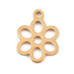Золотой Полые 304 подвески из нержавеющей стали, цветок, золотые, 11.5x8.5x1 мм, отверстие : 1.2 мм