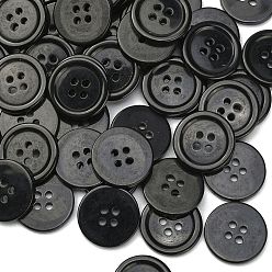 Black Resin Buttons, Dyed, Flat Round, Black, 20x3mm, Hole: 2mm, 195pcs/bag