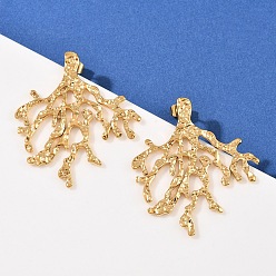 Настоящее золото 18K 304 серьги-гвоздики из нержавеющей стали с кораллами, ионное покрытие (ip), реальный 18 k позолоченный, 45x40 мм