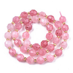 Pearl Pink Natural Dolomite Beads Strands, Faceted, Dyed, Round, Pearl Pink, 8x8mm, Hole: 1.2mm, about 33pcs/strand, 15.16 inch~15.35 inch(38.5cm~39cm)