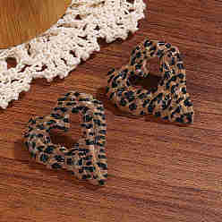 Мокасин Серьги сплава, сердце с печатью леопарда, золотые, мокасин, 46x40 мм