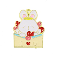 Envelope Подвески из сплава с эмалью ко дню святого валентина, золотые, медведь очарование, конверт, 28x22x1 мм, отверстие : 1.6 мм