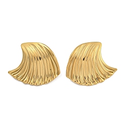 Золотой 304 серьги-гвоздики из нержавеющей стали в форме океанской волны для женщин, золотые, 24.5x29.5 мм