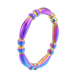 Rainbow Color Ionenplattierung (ip) 201 Edelstahl-Fingerring für Damen, Regenbogen-Farb, us Größe 7 3/4 (17.9 mm)