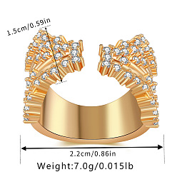 Бабочка Латунные микро проложить манжеты кольца кубического циркония, золотые, бабочка, размер США 12 3/4 (22 мм)