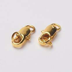 Золотой Карабин-лобстеры, латунные, с прыжковых колец, золотые, 9x5x3 мм, отверстие : 3 мм
