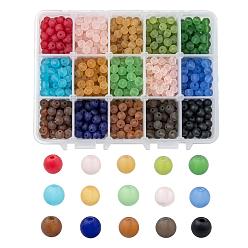 Gemischte Farbe 15 Farben transparent Glasperlen, matt, Runde, Gemischte Farbe, 6 mm, Loch: 1 mm, ca. 70 PC / Farbe, 15 Farben, 1050 Stück / Karton