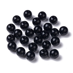 Black Opaque Acrylic Beads, Round, Black, 8x7mm, Hole: 2mm, about 1745pcs/500g
