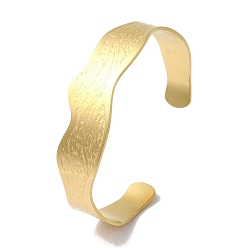 Real 18K Gold Plated 304 Stainless Steel Open Cuff Bangles for Women, Real 18K Gold Plated, Inner Diameter: 1-7/8~2-3/8 inch(4.7~6cm), 16.5mm