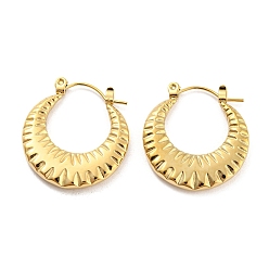 Настоящее золото 14K Текстурное кольцо 304 серьги-кольца из нержавеющей стали для женщин, реальный 14 k позолоченный, 24x22.5x3 мм