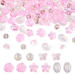 (52) Непрозрачная лаванда 100 шт. 5 стили гальванических прозрачных стеклянных бусин, разноцветные, 8~14x8~14x4.8~8.5 мм, отверстие : 1~1.2 мм, 20 шт / стиль