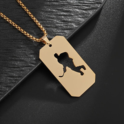 Золотой 304 ожерелья из нержавеющей стали с полыми кулонами в виде хоккеиста, золотые, 23.62 дюйм (60 см)