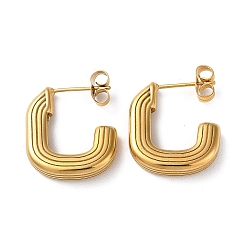 Настоящее золото 18K Ионное покрытие (ip) 304 серьги-гвоздики из нержавеющей стали, серьги-кольца, реальный 18 k позолоченный, 17.5x4.5 мм