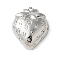 Платина Латунные подвески, клубника прелести, стойки покрытие, долговечный, платина, 24x20x7 мм, отверстие : 1.6 мм