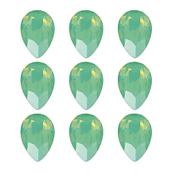 Тихоокеанский Регион Opal Сделай сам указал назад k 9 стеклянные кабошоны со стразами, стиль мокко, с покрытием на задной стороне, граненые, слеза, Тихоокеанский опал, 14x10x4 мм, 24 шт / коробка