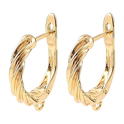 Real 18K Gold Plated SHEGRACE Brass Hoop Earring Findings, with Loop, Cadmium Free & Lead Free & Nickel Free, Real 18K Gold Plated, 19x16x3mm, Hole: 1.4mm, Pin: 1mm