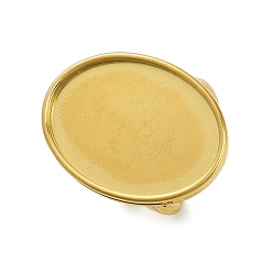 Настоящее золото 18K 304 из нержавеющей стали компоненты кольца, Настройки колодки кольцо, овальные, ионное покрытие (ip), реальный 18 k позолоченный, лоток : 18x13 мм, овальный : 21x16 mm, внутренний диаметр: 18 мм