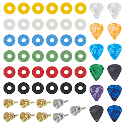 Mixed Color Guitar Accessories Kits, including Iron Nail with Screw, PPE Guitar Washers and Plastic Guitar Picks, Mixed Color, 30x25.5x0.4mm