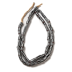 Черный Непальские бусины лэмпворк ручной работы, столбец с полосой, чёрные, 6~14x5~8 мм, отверстие : 1.4~3 мм, около 52~78 шт / нитка, 25.59~25.98'' (65~66 см)