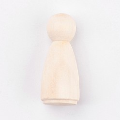 Античный Белый Незаконченная древесина самка колышек куклы люди тела, для рисования детей, diy crafts, твердый, жесткий, старинный белый, 53x20 мм