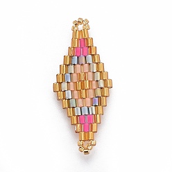 (932FM) Темно-синий аква-матовый с подкладкой Японский бисер miyuki & toho ручной работы ссылки, Ткацкий станок, ромб, красочный, 31.4~33x12.7~13.4x1.6~1.7 мм, отверстие : 1~1.4 мм