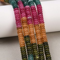 Белый Нефрит Окрашенные природные белый нефрит бисер пряди, рондель, разноцветные, 6~6.3x2~2.5 мм, отверстие : 1~1.1 мм, около 164 шт / нитка, 14.76 дюйм (37.5 см)