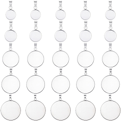 Нержавеющая Сталь Цвет 50шт 5 стили 304 настройки подвески из нержавеющей стали кабошон, плоские круглые прелести, цвет нержавеющей стали, лоток : 10~30 мм, 15.5~35.5x11.5~31.5x2 мм, отверстие : 6x3.5 мм, 10 шт / стиль