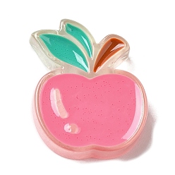 Яблоко Кабошоны из полупрозрачной смолы, с эмалью, яблоко, 25x20.5x6 мм