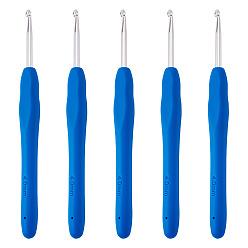 Mixed Color TPR Handle Aluminum Crochet Hook Needles, Mixed Color, 140x12.5mm, Pin: 4mm, 5ps/set